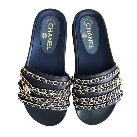 chanel black on black slipper female|Chanel sandals women 2021.